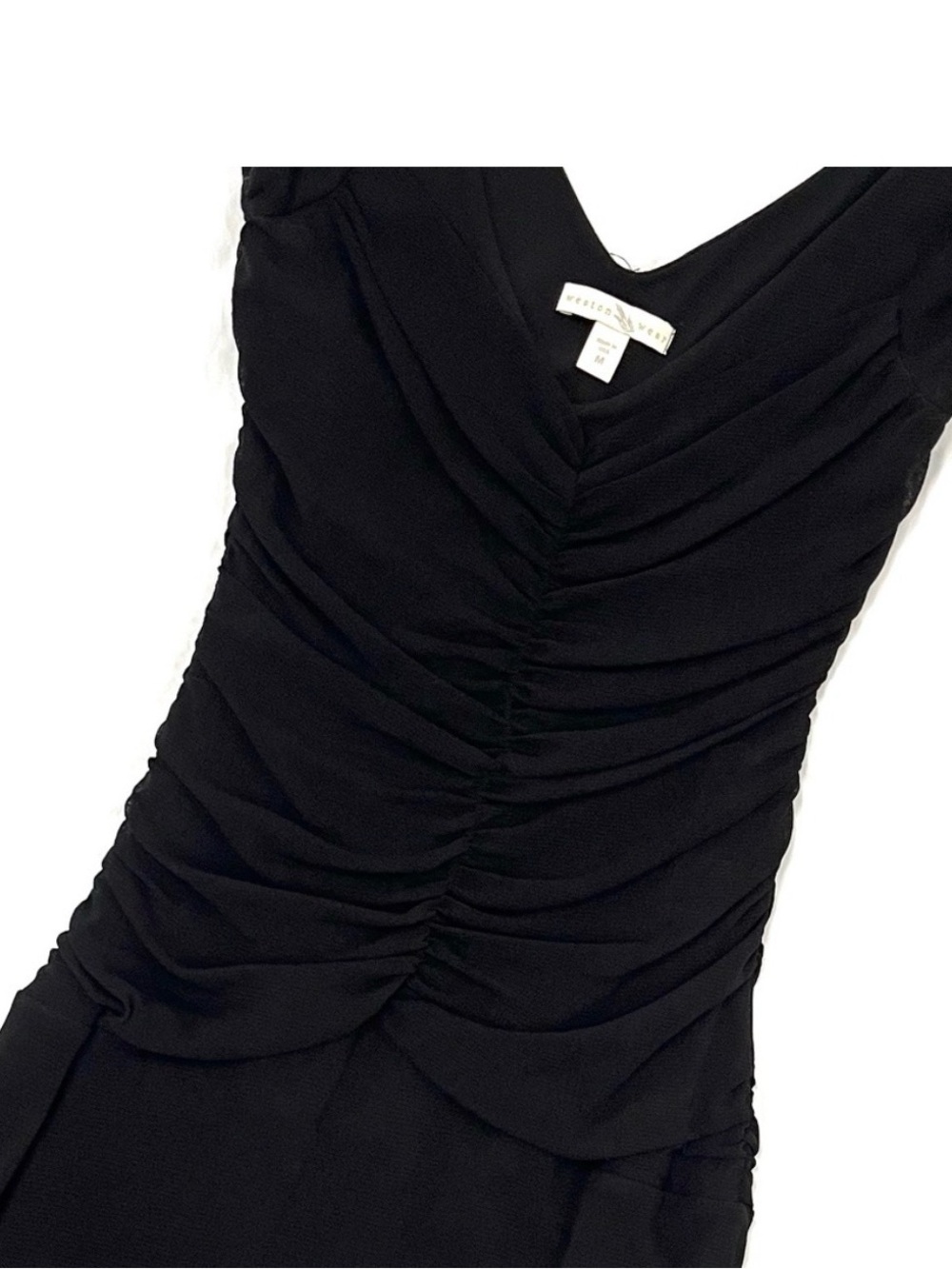 Weston Wear BodyCon Little Black Dress with Ruched Front, Size Medium - Picture 3 of 6